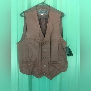 Men's Seventh Avenue Brown Leather Vest New Old Stock Size Large
